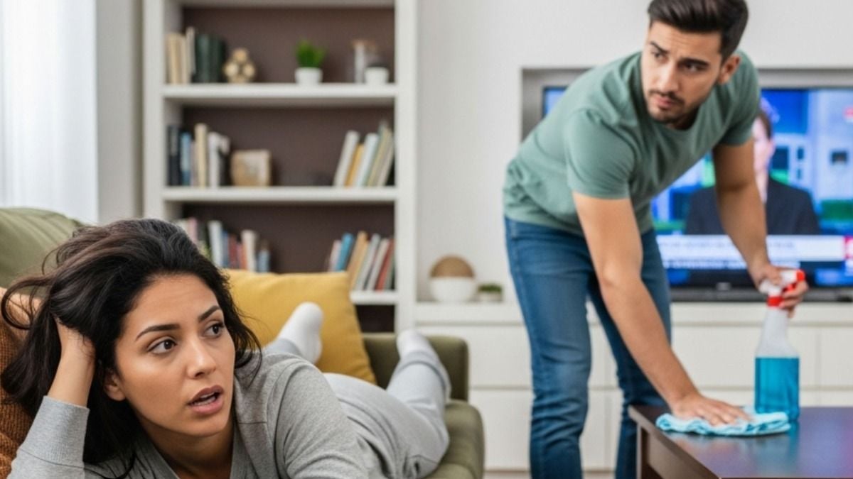 'My BF got upset at me for laying on the couch while he cleaned. AITA?'