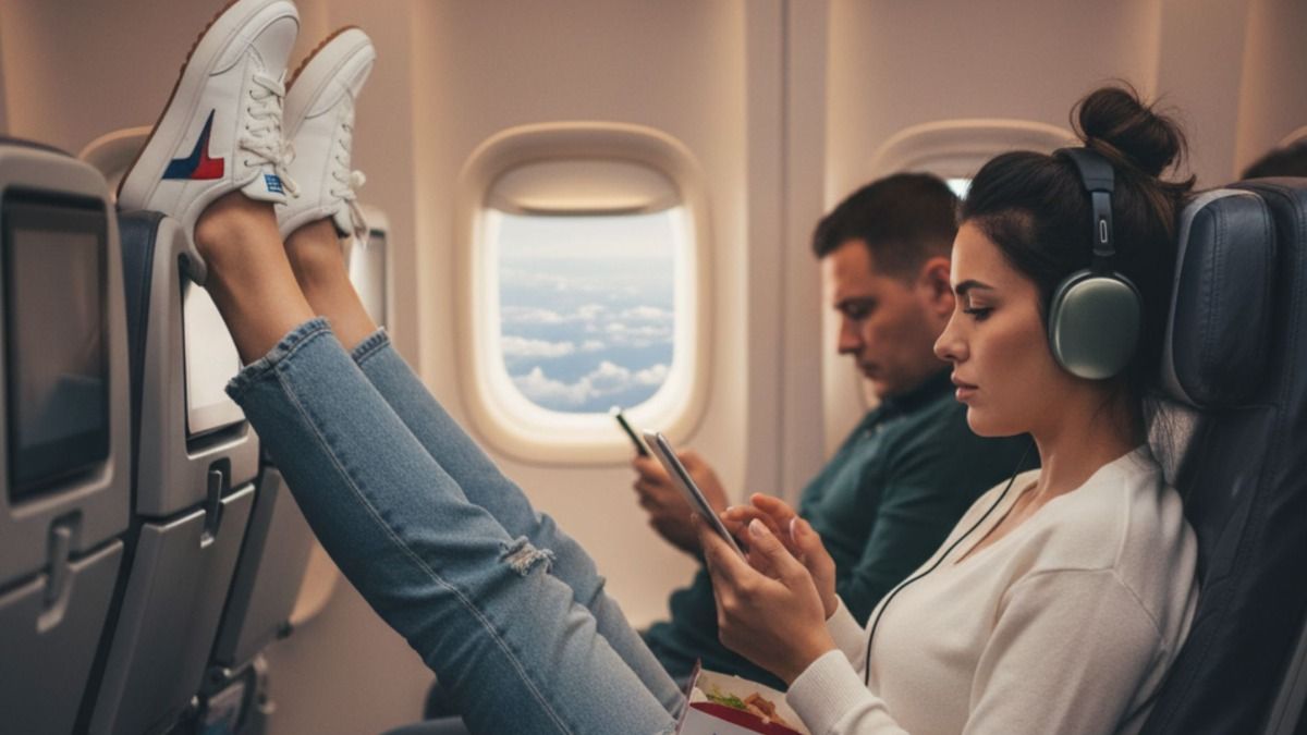 'AITA for telling the woman behind me on a long flight to move her feet off my seat?'
