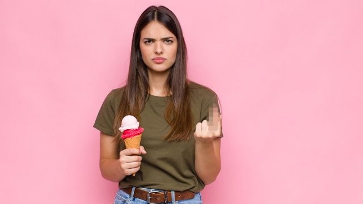 Wife visits sister for a month; stops for ice cream on way home; husband's not happy.