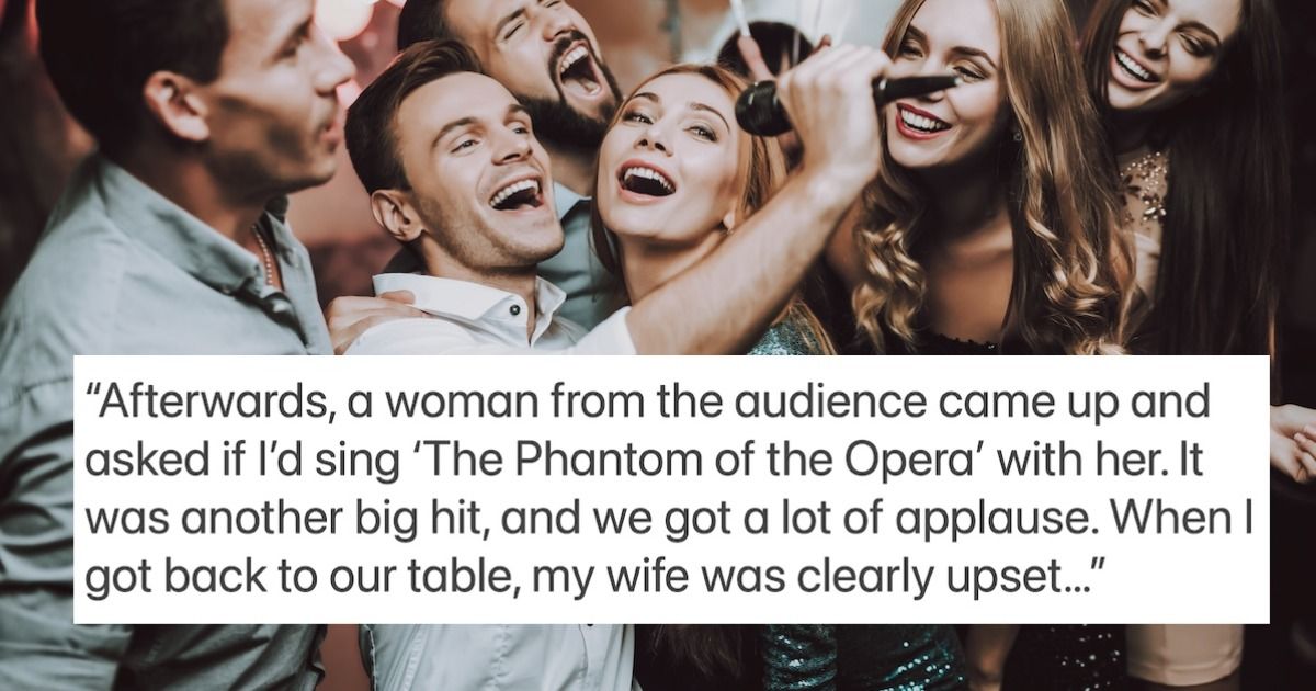 Man chooses musical theatre karaoke song after wife tells him not to ...