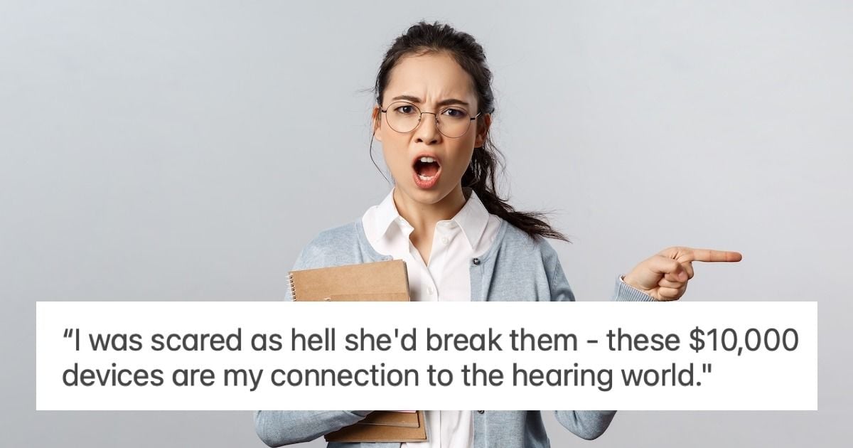 Deaf student suspended after substitute teacher forcibly removes cochlear implants. AITA? UPDATED 2X