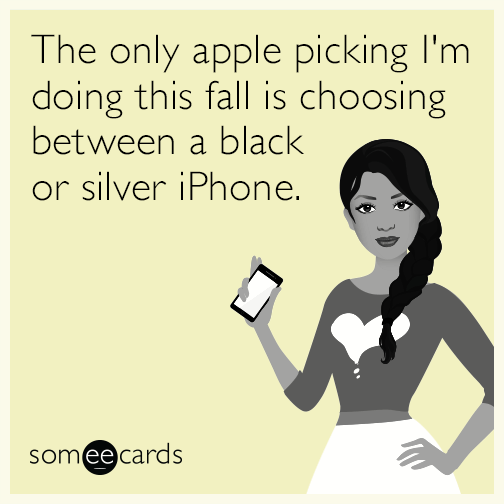 The only apple picking I'm doing this fall is choosing between a black or silver iPhone.