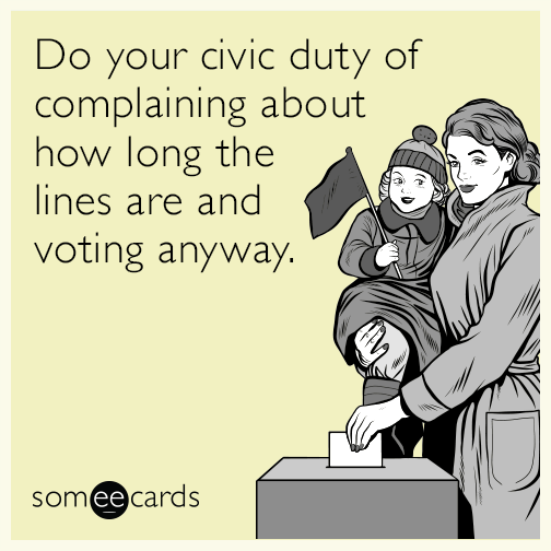 Do your civic duty of complaining about how long the lines are and voting anyway.