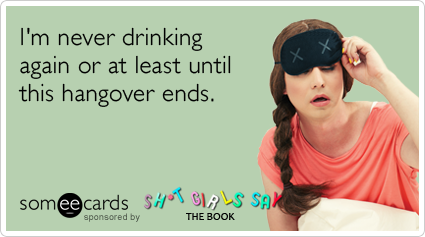 I'm never drinking again or at least until this hangover ends.