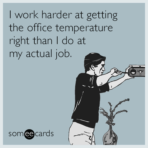 I work harder at getting the office temperature right than I do at my actual job.