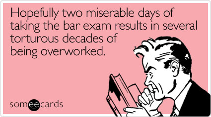 Hopefully two miserable days of taking the bar exam results in several torturous decades of being overworked