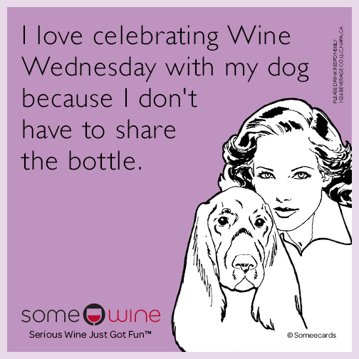 I love celebrating Wine Wednesday with my dog because I don't have to share the bottle.