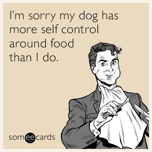 I'm sorry my dog has more self control around food than I do.