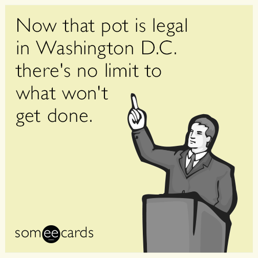 Now that pot is legal in Washington D.C. there's no limit to what won't get done.