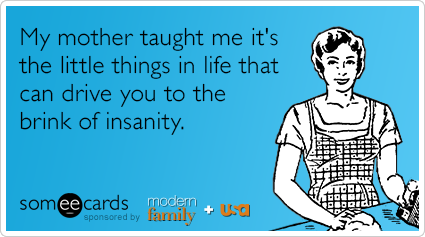 My mother taught me it's the little things in life that can drive you to the brink of insanity.