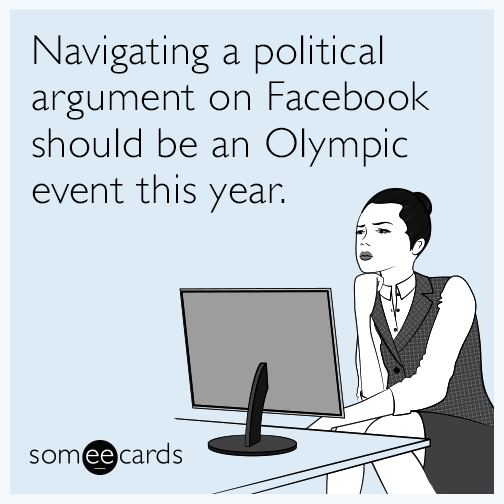 Navigating a political argument on Facebook should be an Olympic event this year.