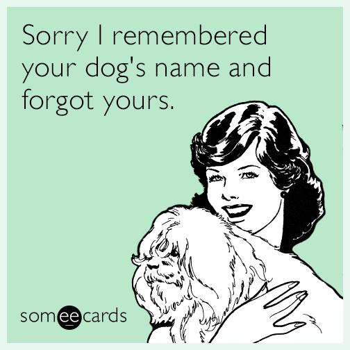 Sorry I remembered your dog's name and forgot yours.