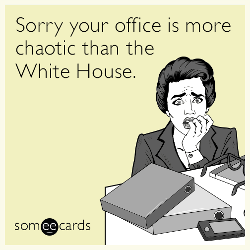 Sorry your office is more chaotic than the White House.