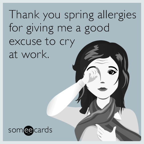 Thank you spring allergies for giving me a good excuse to cry at work.