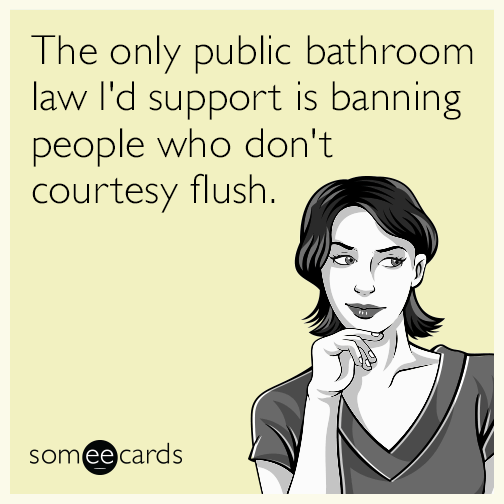 The only public bathroom law I'd support is banning people who don't courtesy flush.