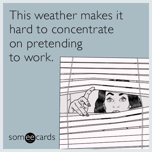 This weather makes it hard to concentrate on pretending to work.