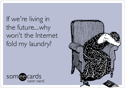 
If we're living in
the future....why
won't the Internet
fold my laundry?