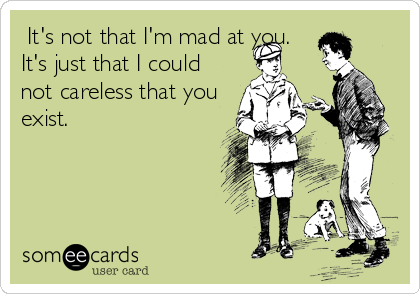  It's not that I'm mad at you.
It's just that I could
not careless that you
exist.