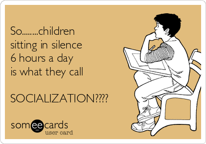 
So........children
sitting in silence
6 hours a day    
is what they call

SOCIALIZATION????