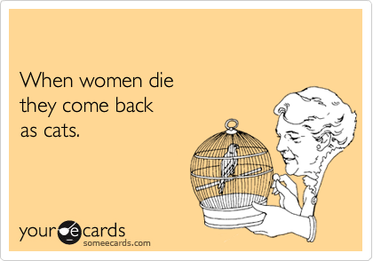 

When women die
they come back
as cats.