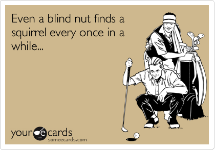 Even a blind nut finds a
squirrel every once in a
while...