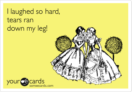 I laughed so hard, 
tears ran 
down my leg!