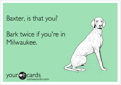 
Baxter, is that you?

Bark twice if you're in
Milwaukee.