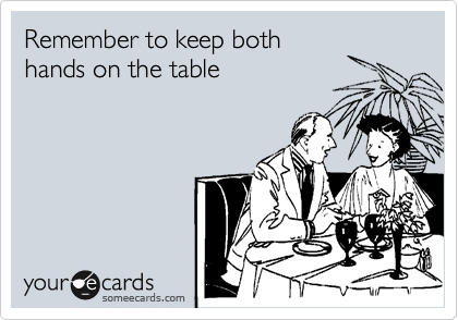 Remember to keep both
hands on the table