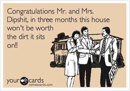 Congratulations Mr. and Mrs. Dipshit, in three months this house won't be worth
the dirt it sits
on!! 