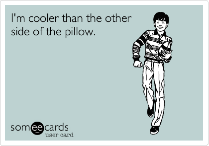 I'm cooler than the other
side of the pillow.