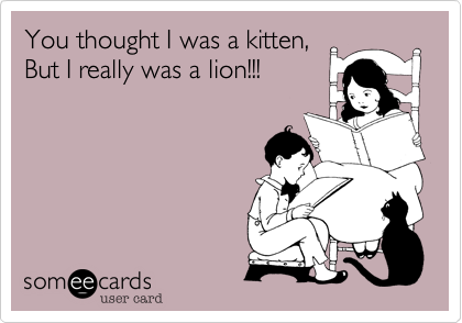 You thought I was a kitten, But I really was a lion!!!