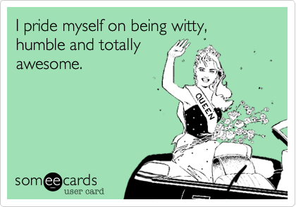 I pride myself on being witty, humble and totallyawesome.
