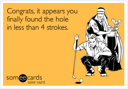 Congrats, it appears you
finally found the hole
in less than 4 strokes.