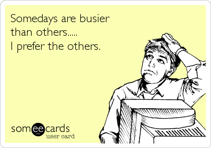 Somedays are busier than others.....I prefer the others.