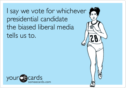 I say we vote for whichever
presidential candidate
the biased liberal media
tells us to.