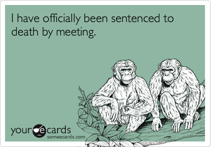 I have officially been sentenced to death by meeting.
