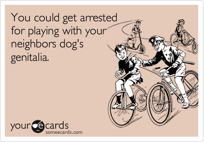 You could get arrested
for playing with your
neighbors dog's
genitalia.