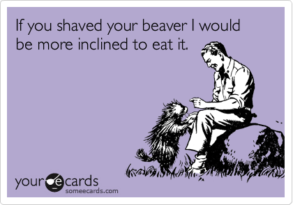If you shaved your beaver I would be more inclined to eat it.