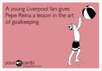 A young Liverpool fan gives
Pepe Reina a lesson in the art
of goalkeeping