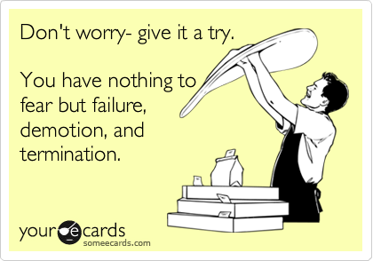 Don't worry- give it a try. 

You have nothing to
fear but failure,
demotion, and
termination.