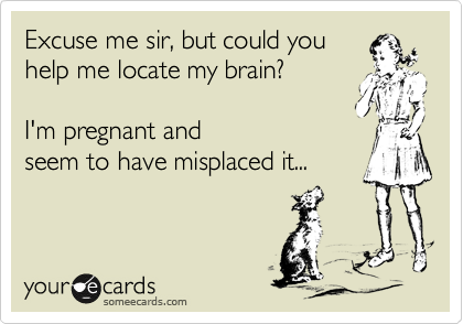 Excuse me sir, but could you
help me locate my brain?  

I'm pregnant and
seem to have misplaced it...