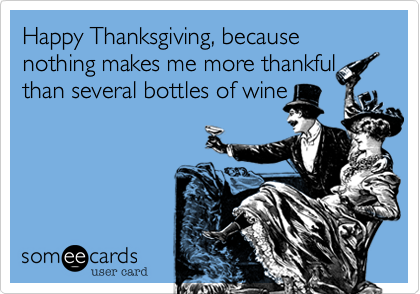 Happy Thanksgiving%2C because nothing makes me more thankful than several bottles of wine!