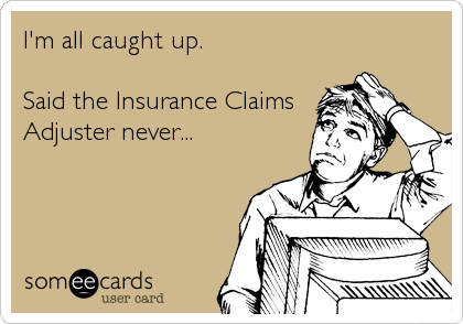 I'm all caught up.

Said the Insurance Claims
Adjuster never...