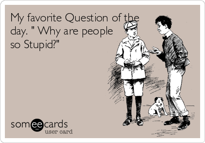 My favorite Question of the
day. " Why are people
so Stupid?"