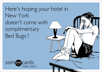 Here's hoping your hotel in
New York 
doesn't come with
complimentary
Bed Bugs !