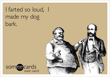 I farted so loud,  I
made my dog
bark.