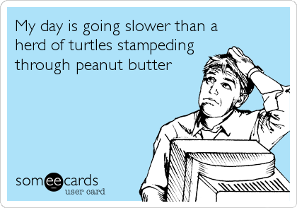 My day is going slower than a
herd of turtles stampeding
through peanut butter