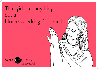 That girl isn't anything 
but a 
Home wrecking Pit Lizard