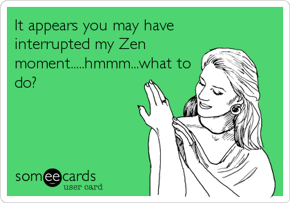 It appears you may have
interrupted my Zen
moment.....hmmm...what to
do?