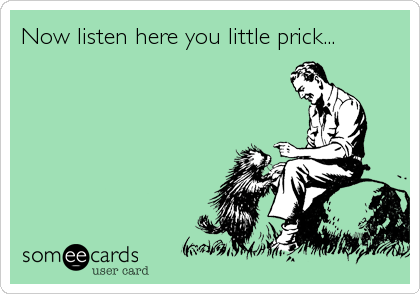 Now listen here you little prick...